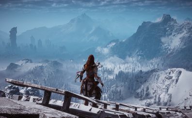 Horizon Zero Dawn, game, video game, mountains, alloy, valley