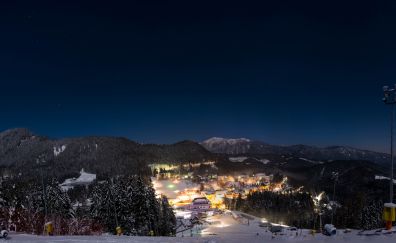 City of mountains in night