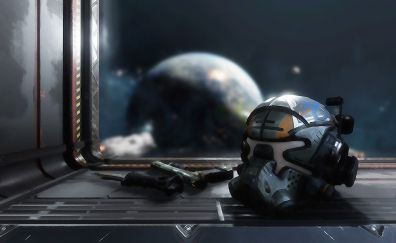 Helmet of solider of Titanfall 2 video game 