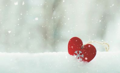 Snow, heart, snowflakes