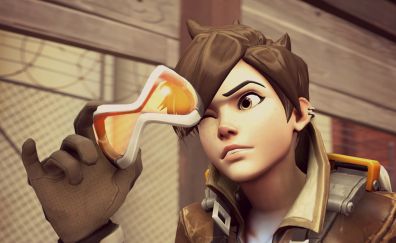 Tracer, overwatch, video game, glasses