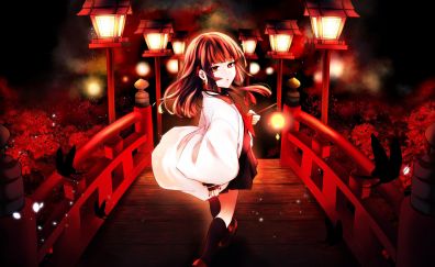 Anime girl, outdoor, night