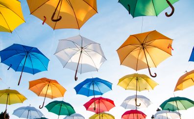 Colorful umbrellas, decorations, 4k