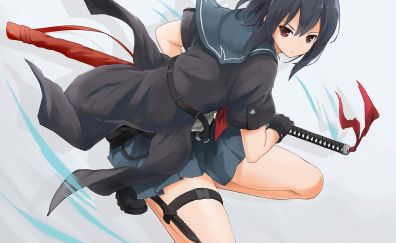 Warrior, anime girl with katana