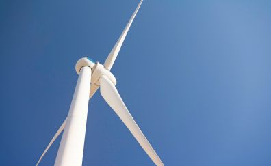 White turbine, windmill, sky, 8k