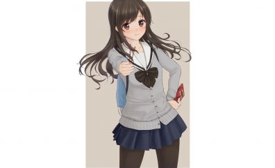 Cute, brown eyes, anime girl, original