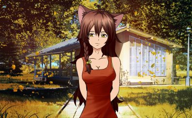 Anime girl, outdoor, summer