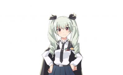 Green hair, angry, Anchovy, Girls und panzer