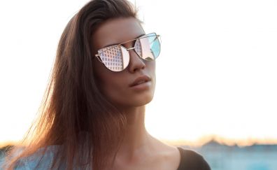 Portrait, woman, face, sunglasses