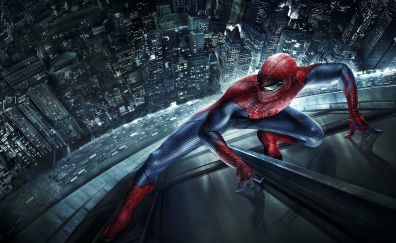 Spider man, night, superhero, art, 4k