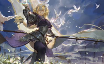 Anime girl, blonde, Ruler, Fate/Apocrypha, sword