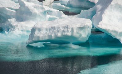 Snow melting, glacier, iceberg, nature, 5k