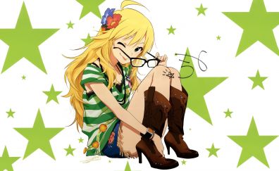 Miki Hoshii, wink, blonde anime girl