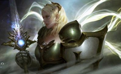 Crusader, Diablo III, game, girl warrior