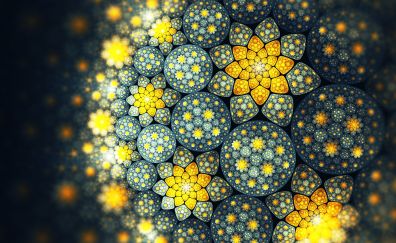 Floral, design, circles, fractal, pattern, abstract