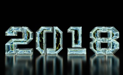New year, 2018, typography, digital art
