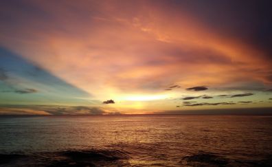 Sea, sunset, skyline