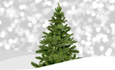 Christmas tree, holiday, decorations, bokeh, 5k