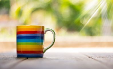 Colorful cup, sunlight, bokeh