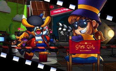 Filming, girl kid, a hat in time