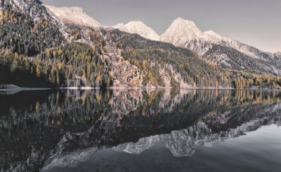 Nature, mountains, lake, 4k, reflections