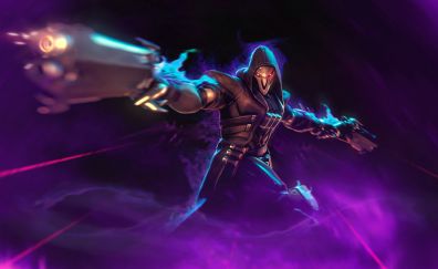 Reaper, guns, purple lights, overwatch, art