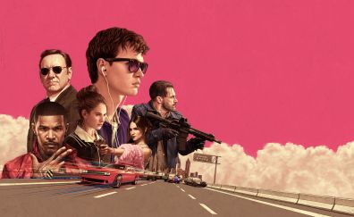 Baby Driver, movie, poster, cars' chase, fan art, poster