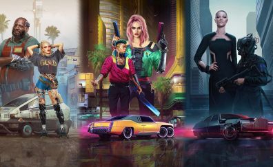 Cyberpunk 2077, 2020, characters in posters