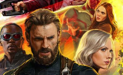 Avengers: infinity war, captain america, black widow, superhero, movie, 2018