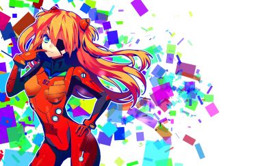 Neon Genesis Evangelion, Asuka Langley Sohryu, colourful, anime art