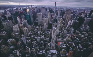 New york, city, buildings, aerial view, 5k