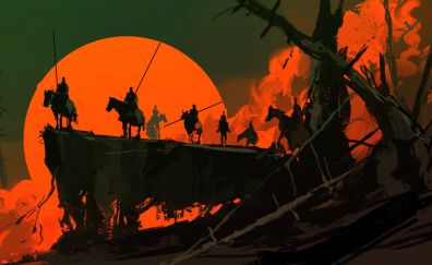 Fantasy illustration artwork of sunset