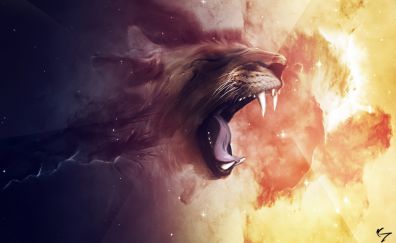 Digital artwork of lions's roar