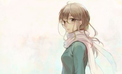 Cute anime girl, glasses, blonde, art