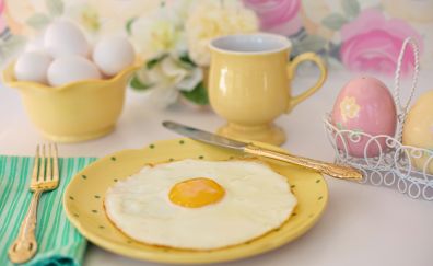 Fried egg, breakfast, morning