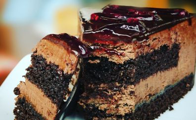 Cake, glaze, chocolate, dessert
