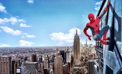 Spider-man: homecoming, movie, buildings, 4k