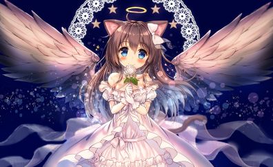 Cute anime girl, angel girl, wings