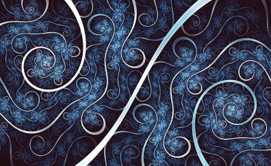 Blue, fractal, pattern, abstract
