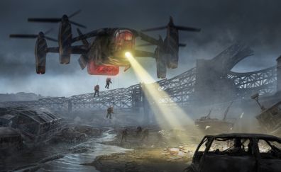 Edge of Tomorrow, movie, military, helicopter, artwork, 4k