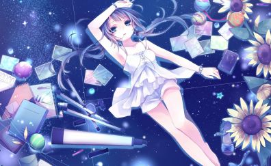 Night dress, anime girl, Hatsune Miku