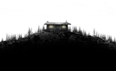 House, hill, monochrome