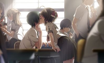 Hotaru Minazuki, Oribe Makoto, Amatsutsumi, anime girl, anime boy, kiss