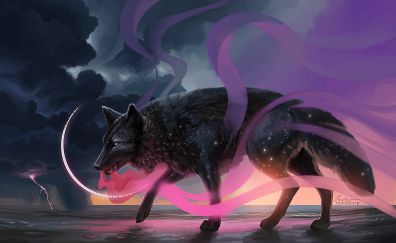Wolf black, fantasy, art