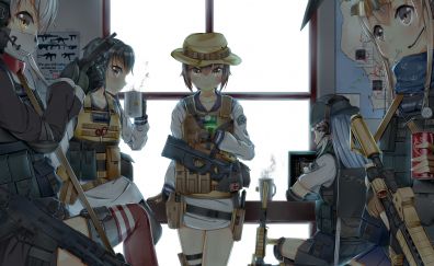 Anime girls with gun, kancolle, kantai