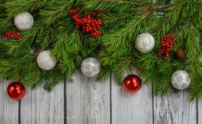Decorations, ball, christmas, holiday, 4k