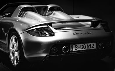 Supercar, Porsche, 4k, monochrome