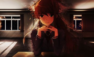 Monika, Doki Doki Literature Club!, cute, anime girl
