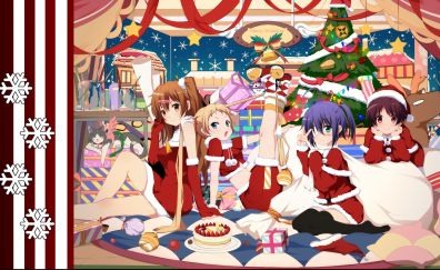 Christmas, holiday, anime girls, celebrations