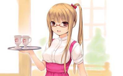 Maid, anime girl, serve, blonde